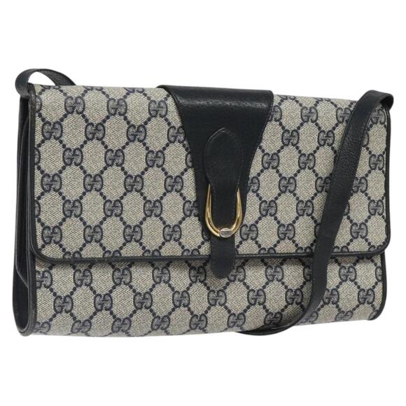 GUCCI GG Supreme Shoulder Bag Pvc Navy Gold 904 02 050 - Picture 1 of 16